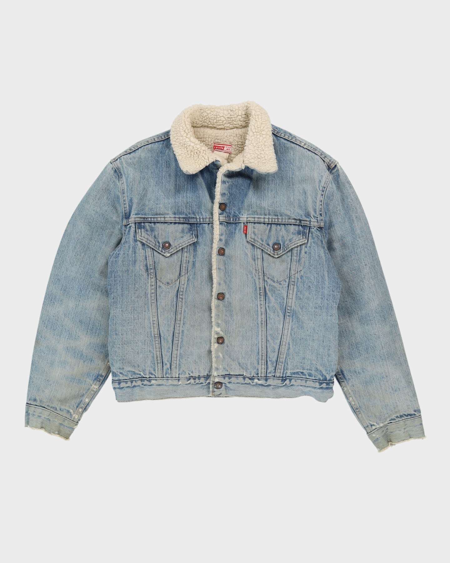 Vintage 80s Levis Blue Denim  Fleeced Jacket - M