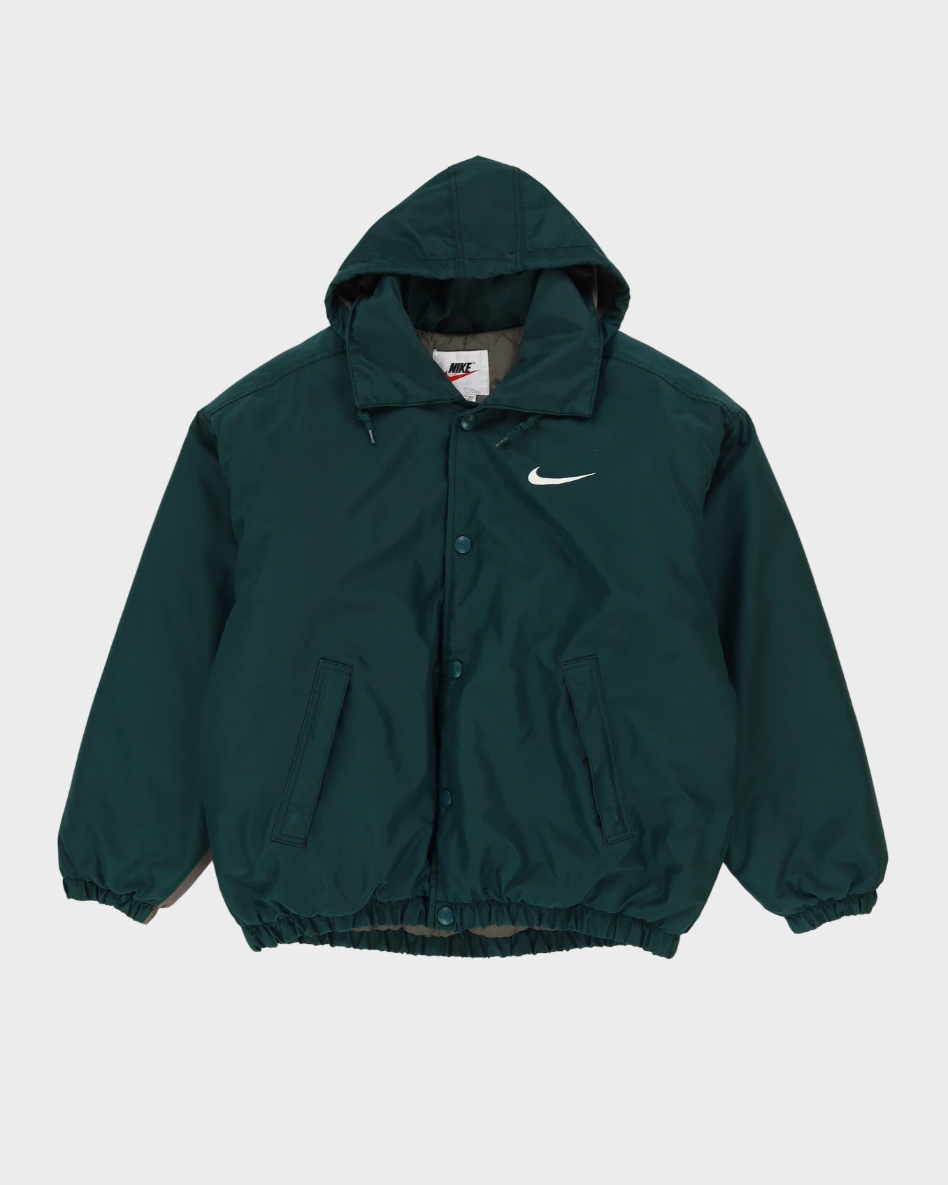 Vintage 90s Nike Green Puffer Jacket With Embroidery - M