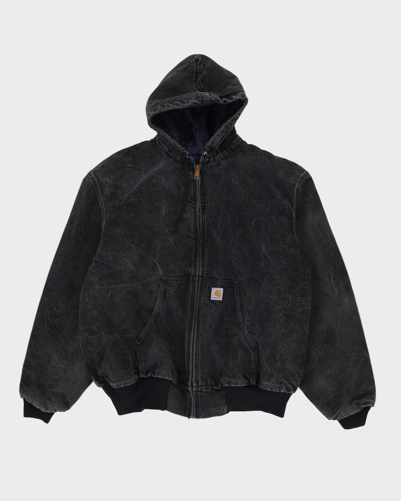 Vintage 90s Carhartt Black Workwear Fleece Lined Hooded Jacket - XXL
