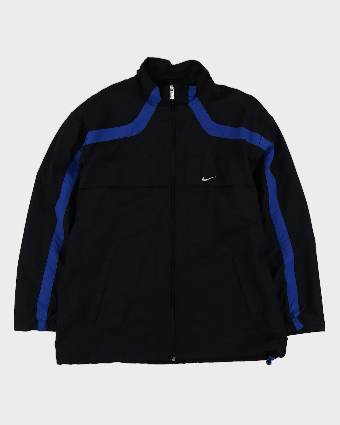 00s Y2K Nike Black Track Jacket With Embroidery On The Back - L
