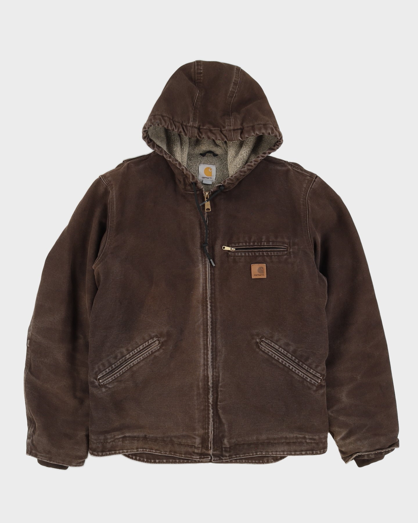 00s Carhartt Brown Workwear Hooded Fleece Lined Jacket - M