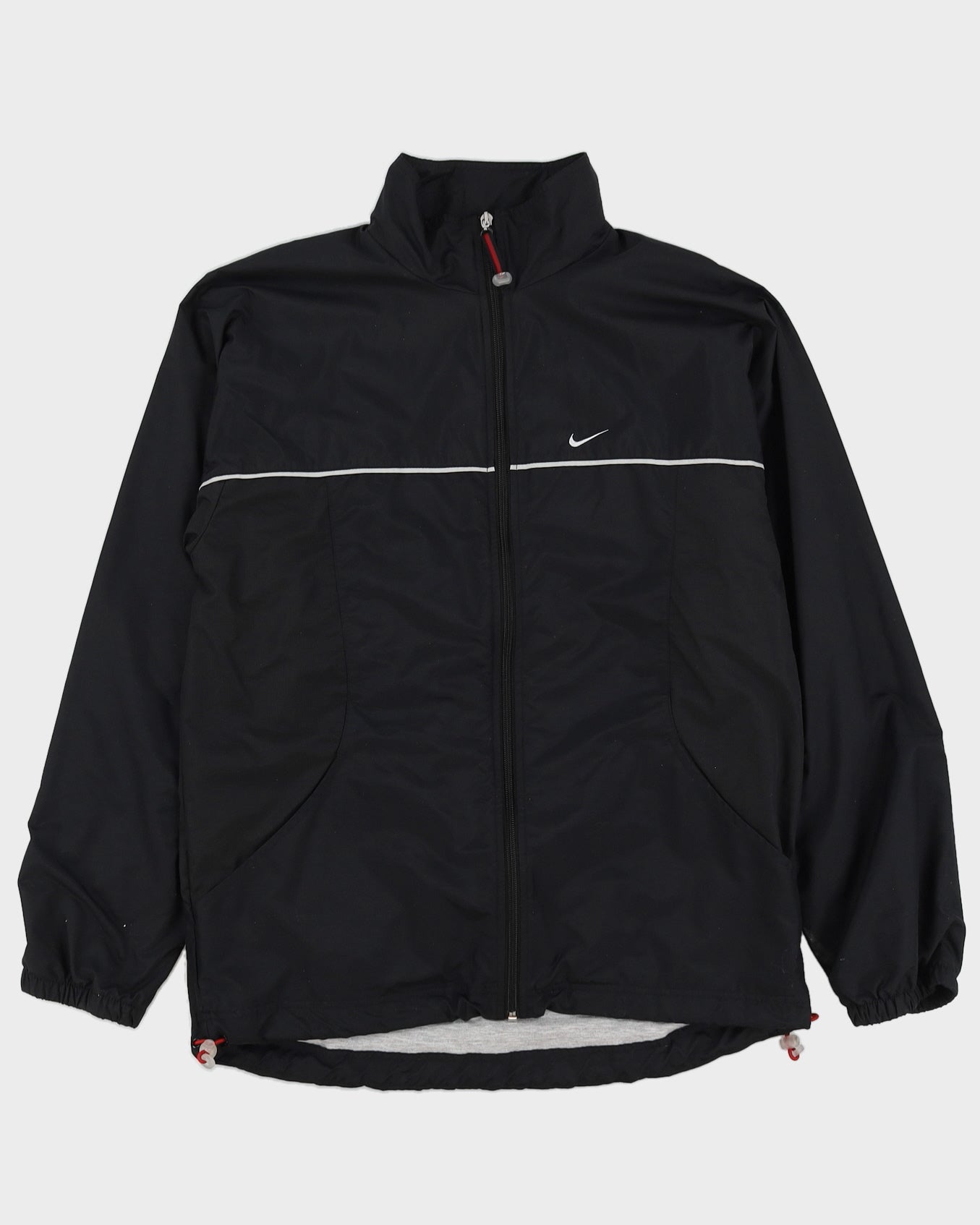 00s Y2K Nike Black Track Jacket With Embroidery On The Back - S