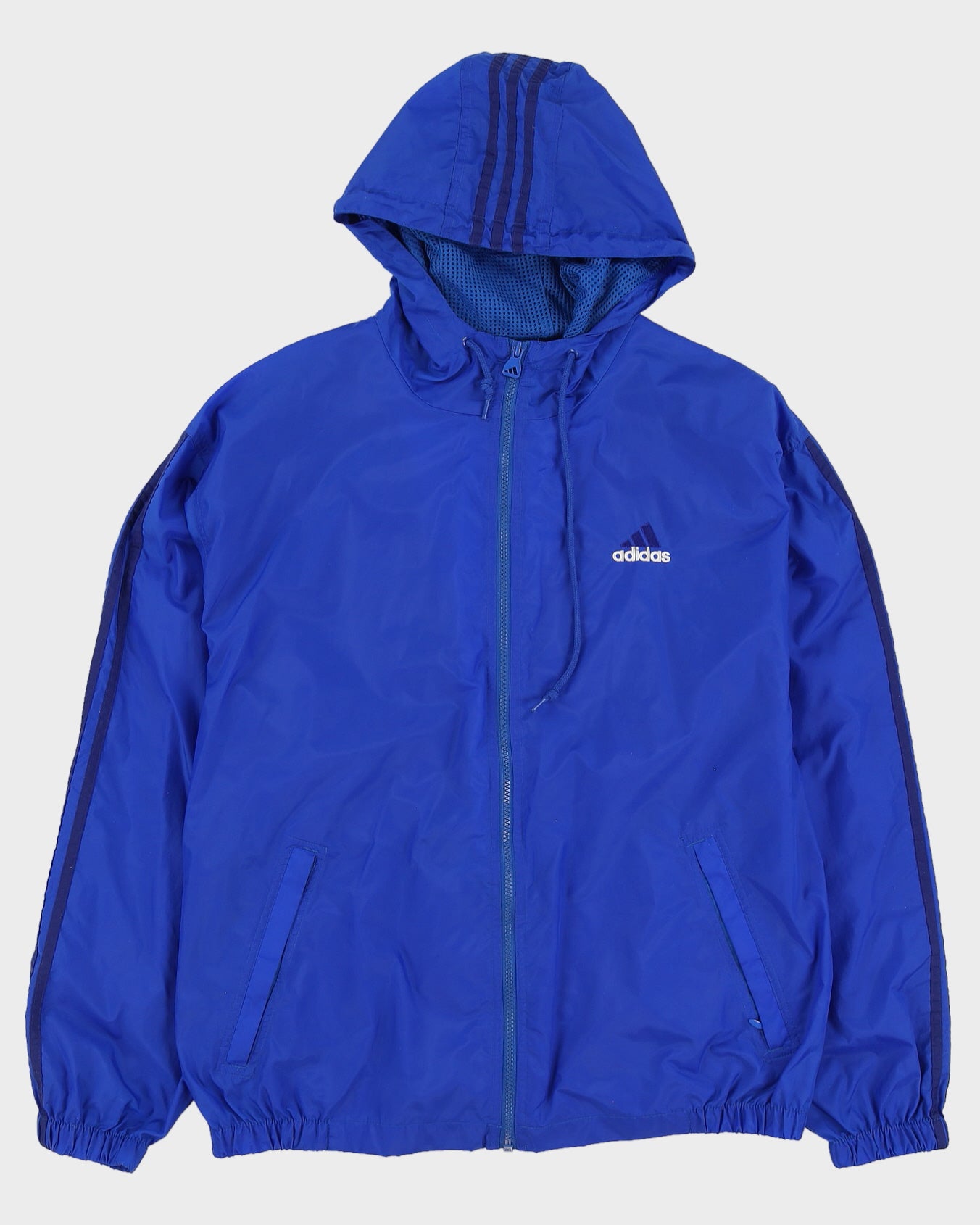 Vintage 90s Adidas Blue Windbreaker With Logo On The Back - L