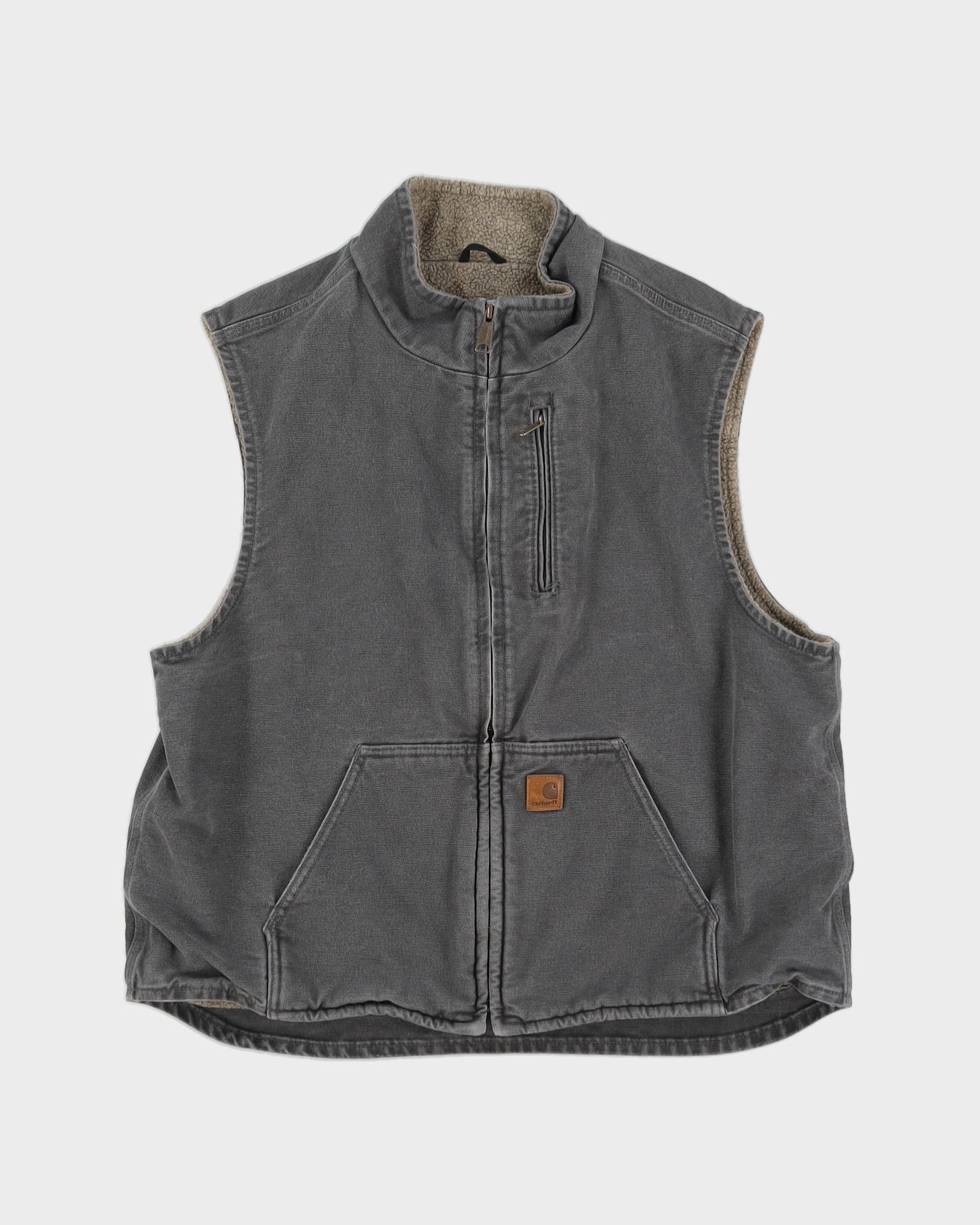 00s Carhartt Grey Workwear Fleece Lined Gilet - XL