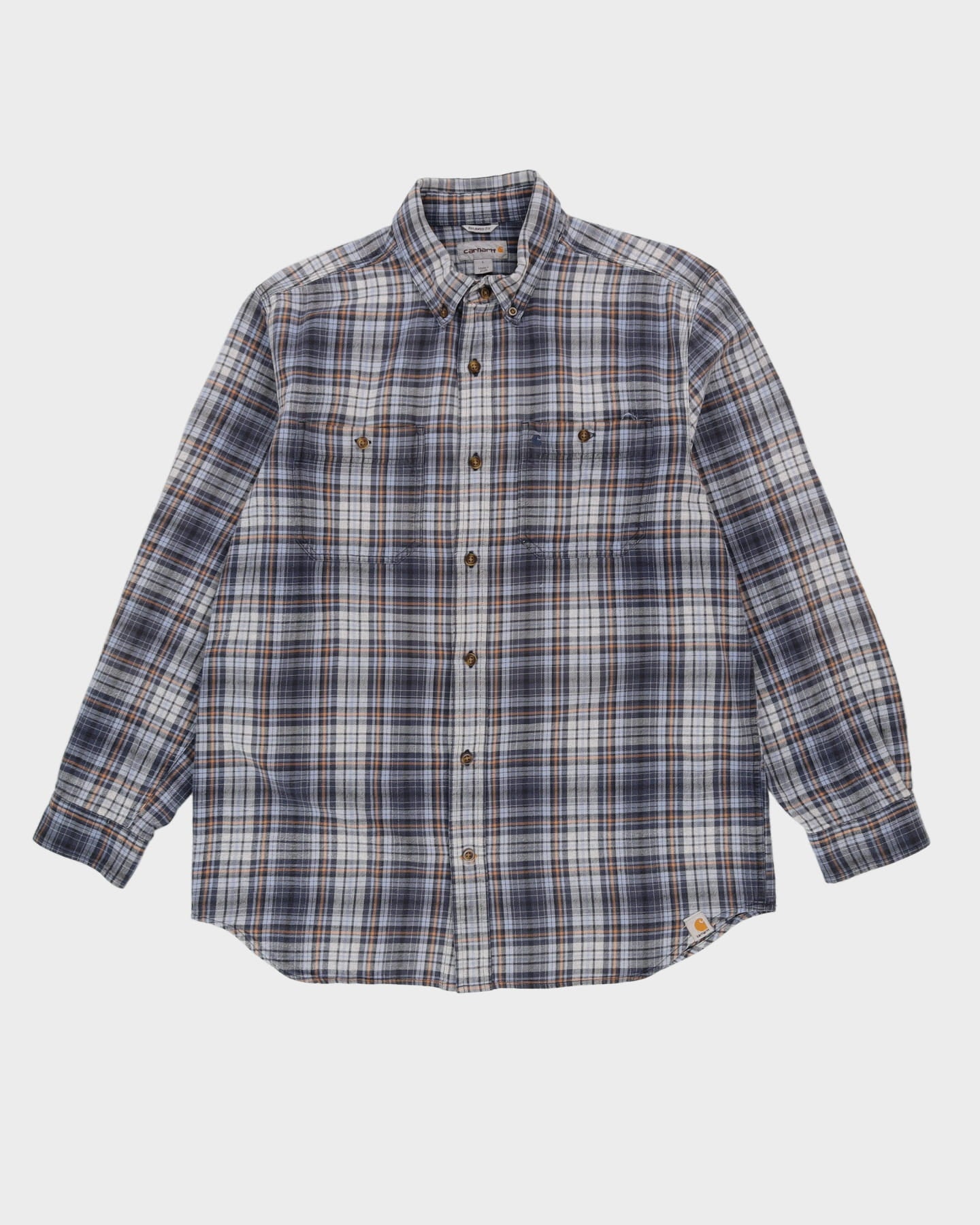 Carhartt Blue Check Patterned Western Flannel Shirt - L