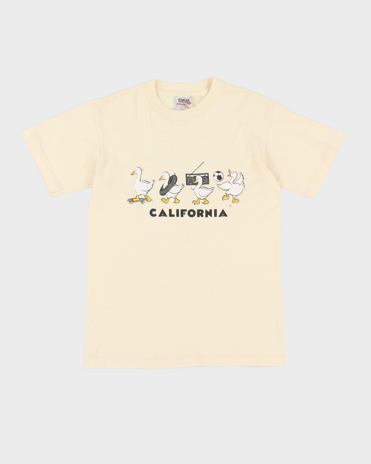 Vintage 90s California Ducks Yellow Graphic Single Stitch T-Shirt - M