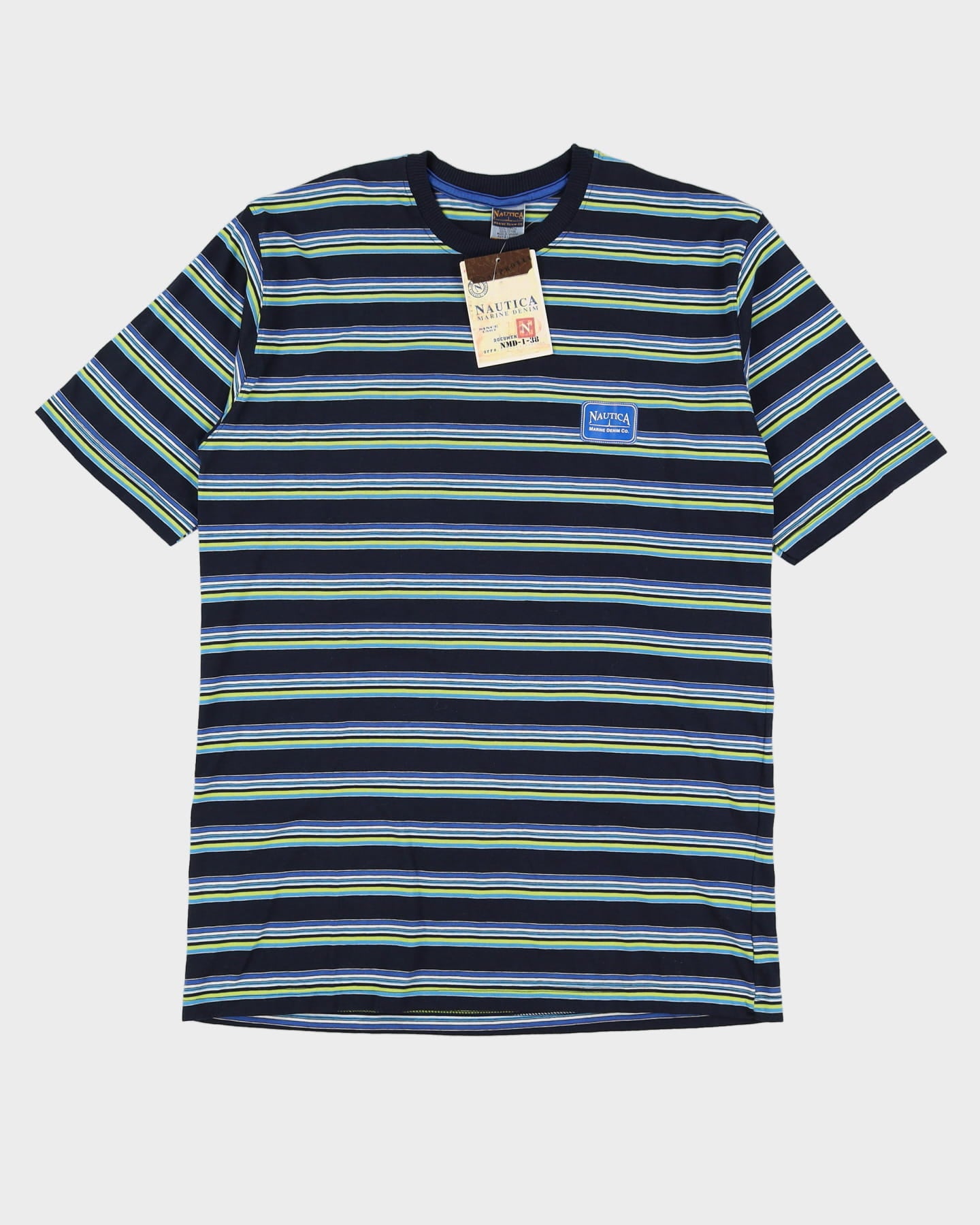 New With Tags Nautica Blue Striped Cotton T-Shirt - XL