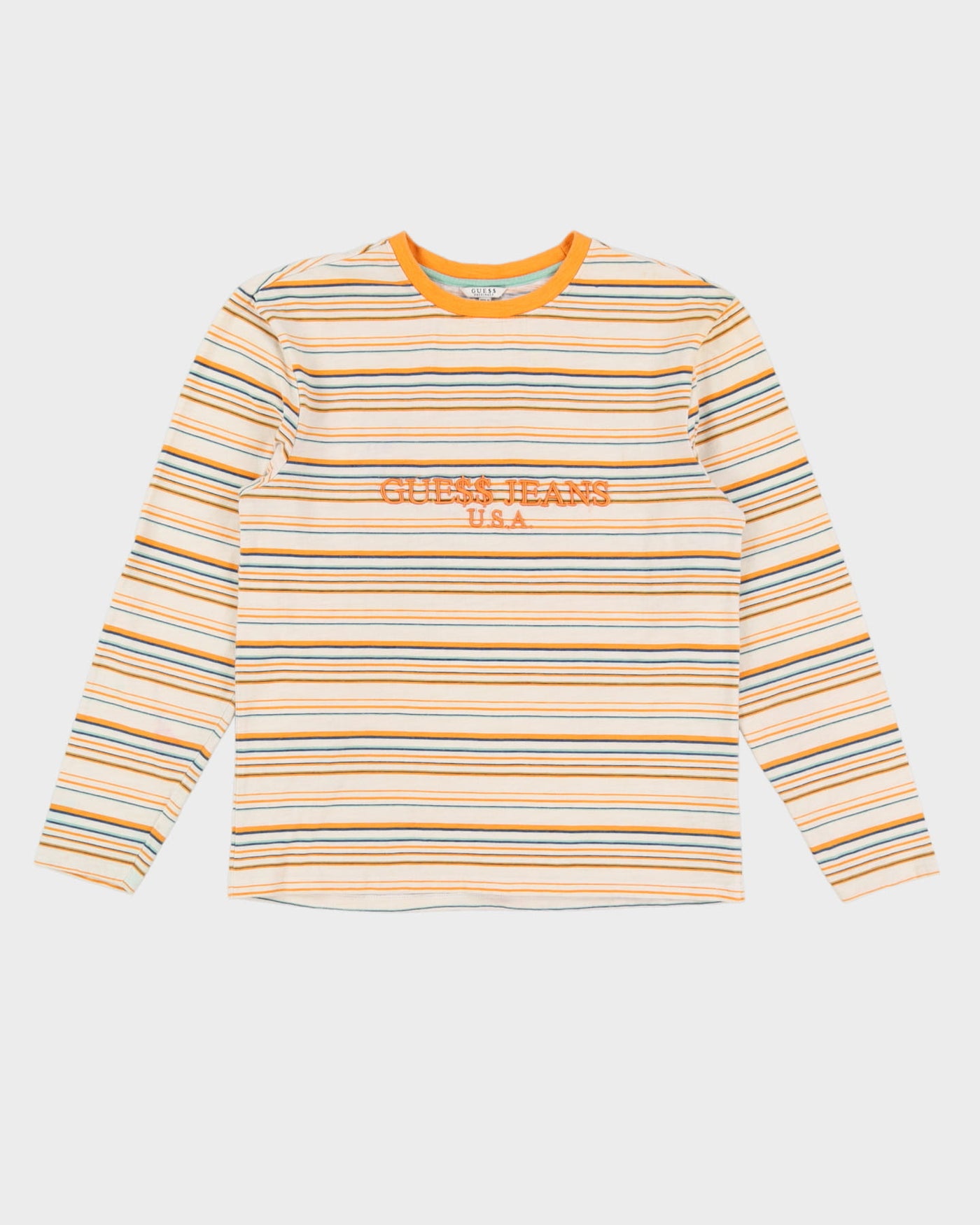 vidnesbyrd Lang Fra Asap rocky x guess orange stribet langærmet t-shirt - xs – Rokit