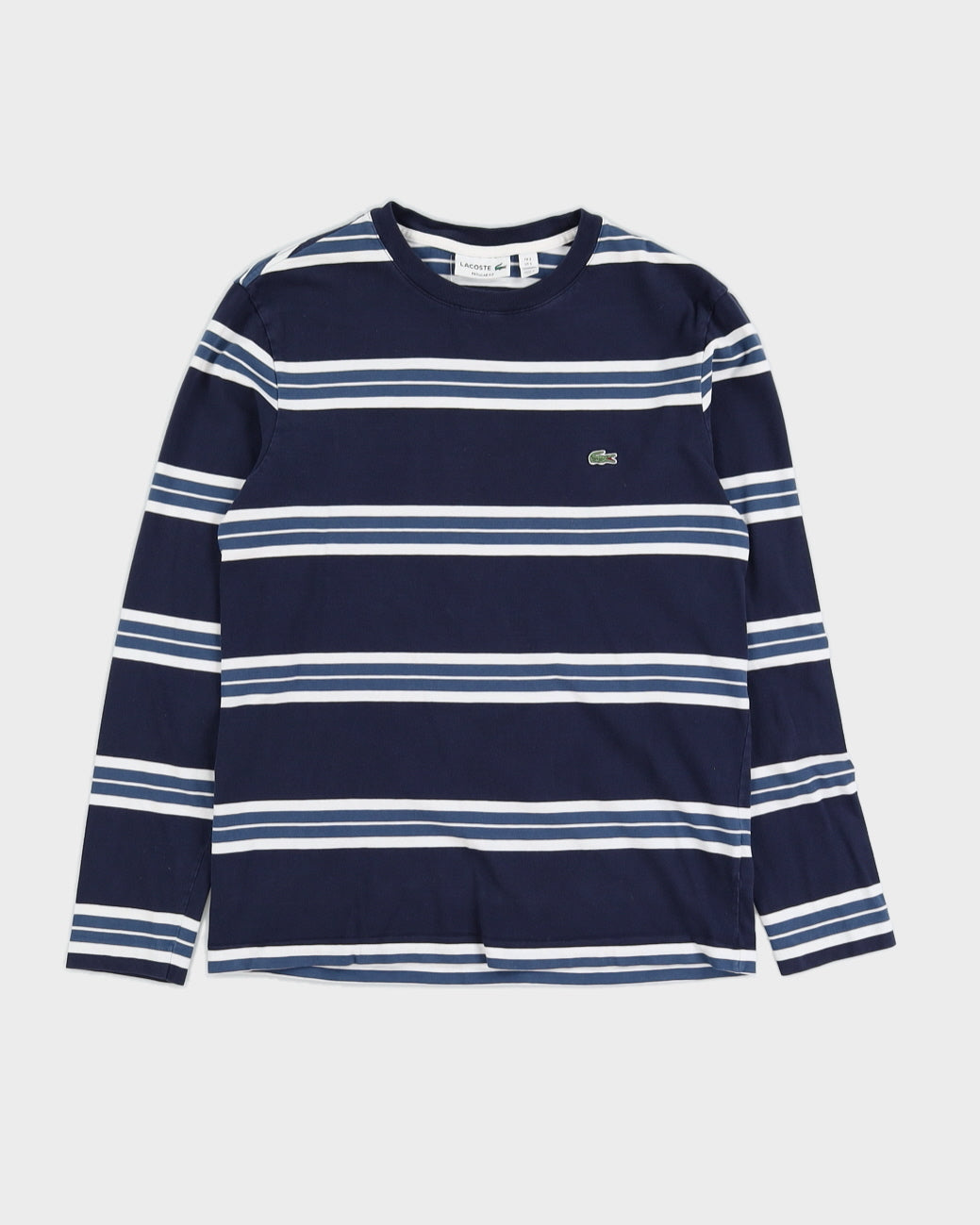 Lacoste Blue Striped Long Sleeved T-Shirt - S