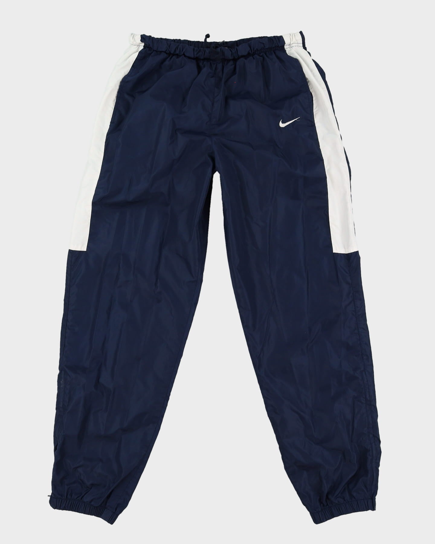 00s Nike Navy / White Shell Tracksuit Bottoms - Size Large W32
