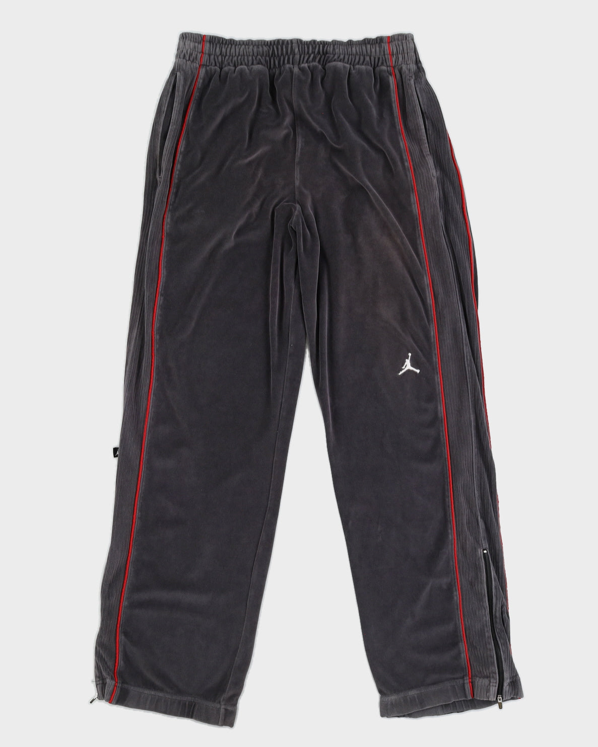 Y2K 00s Jordan Grey Velour Track Bottoms - W32 L35