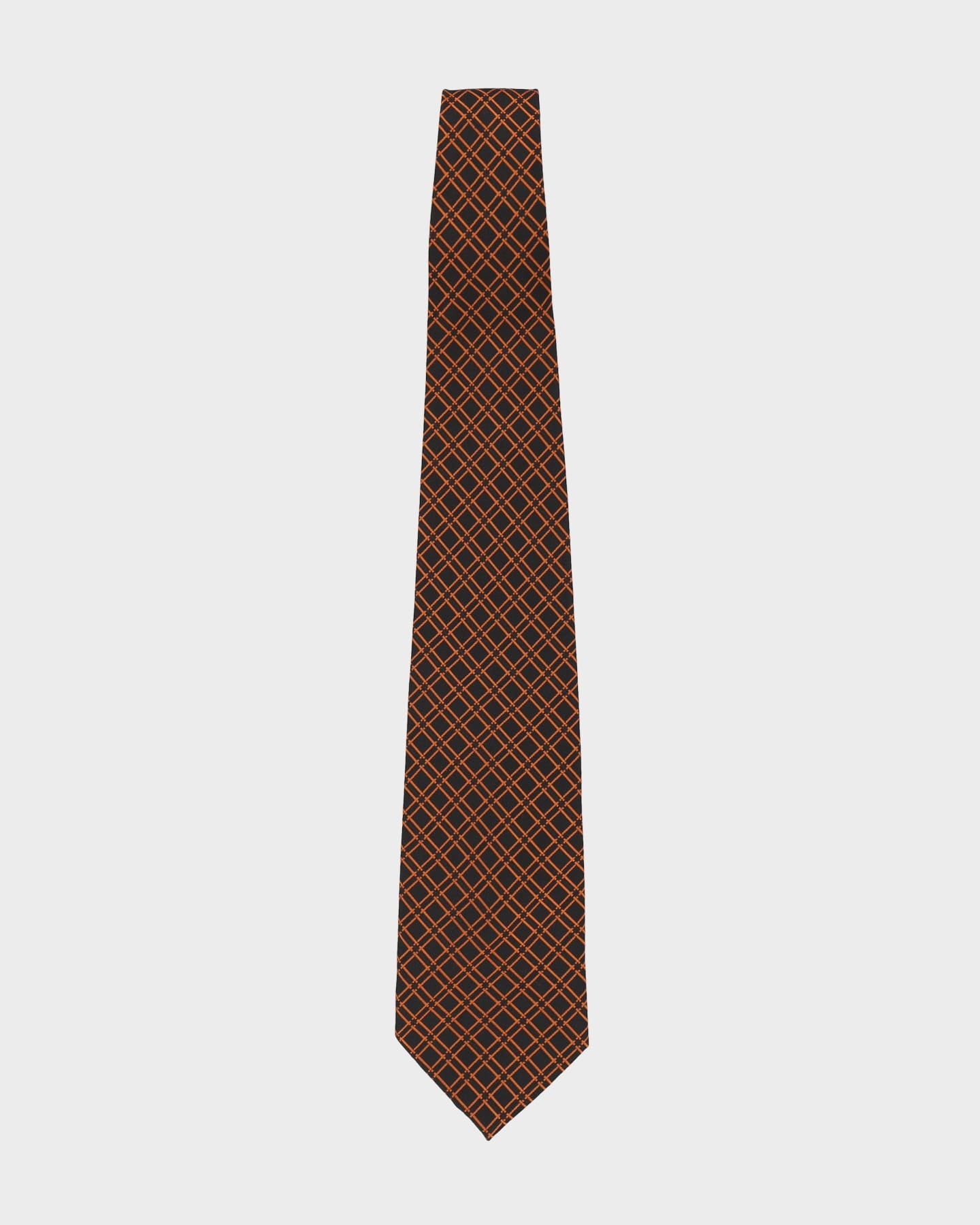 Burberry Black / Orange Patterned Silk Tie