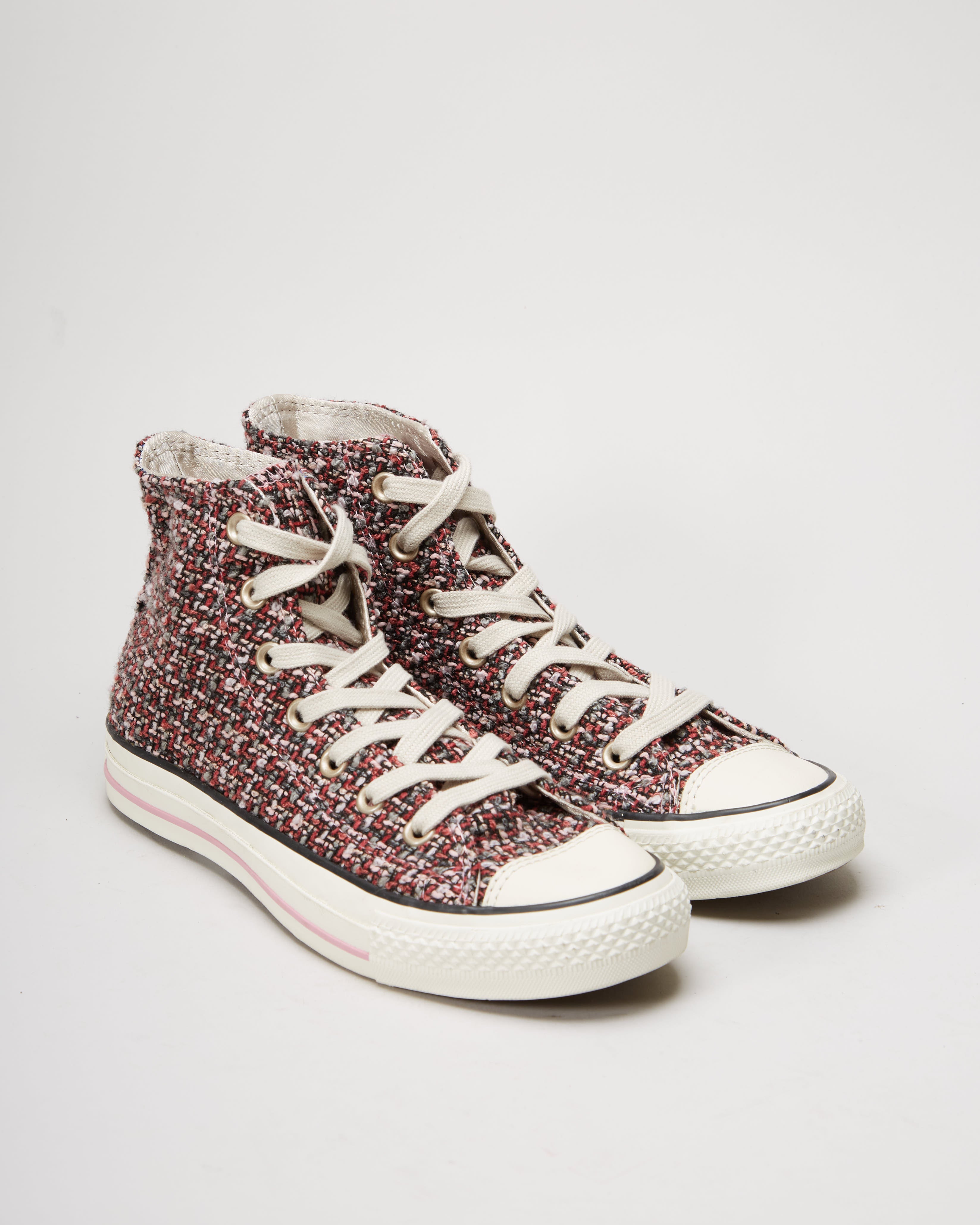 Converse Tweed Pink / Black / Grey High Top Shoes - UK 5