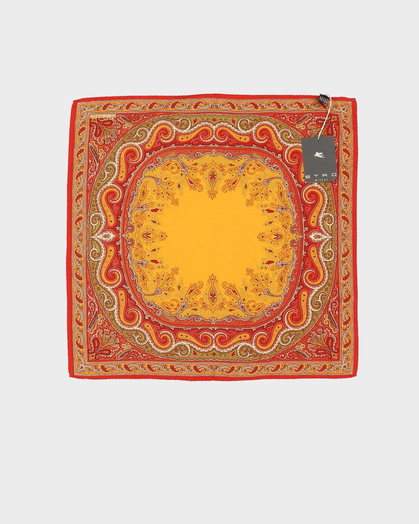 Etro Orange Paisley Patterned Silk Scarf - One Size