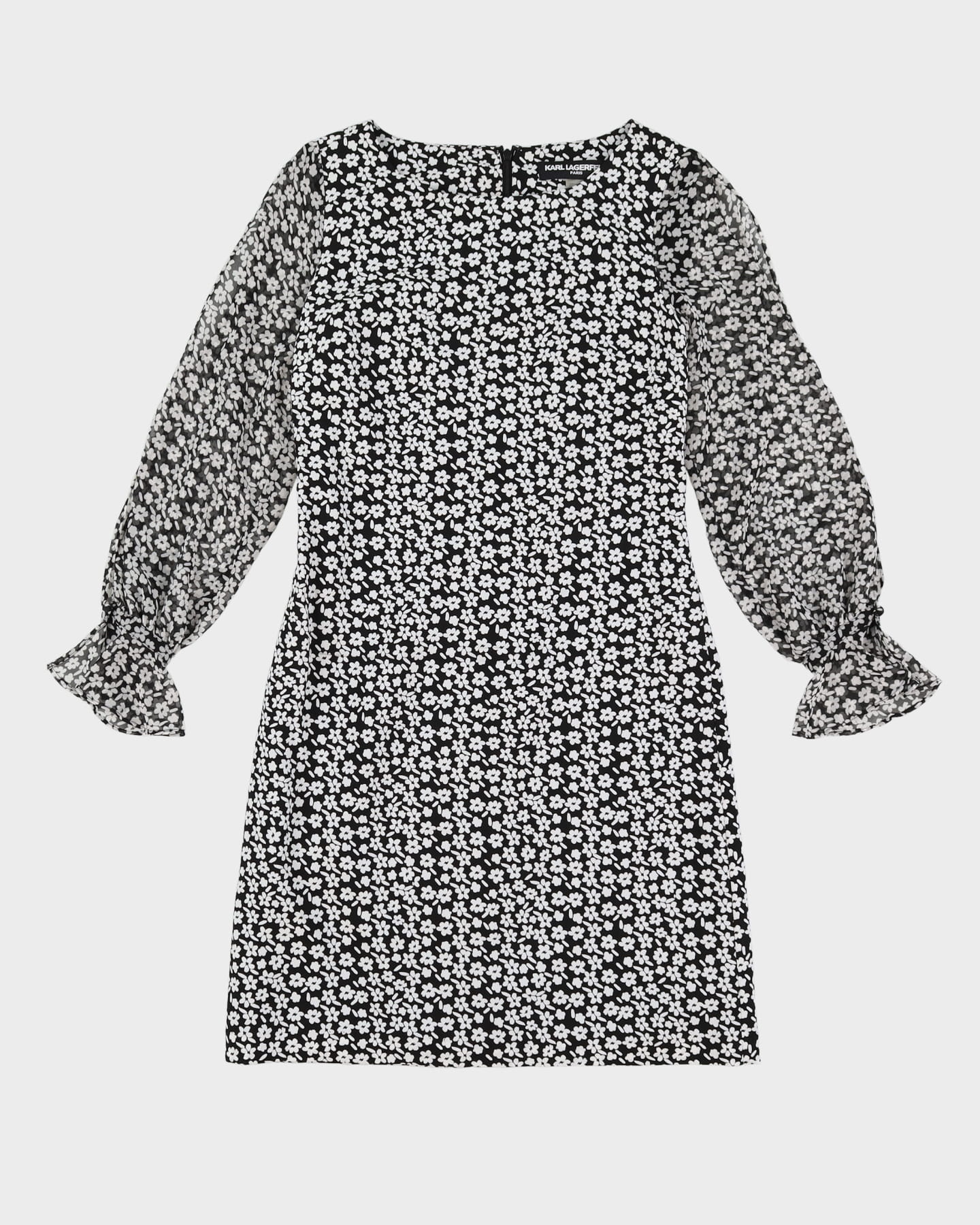 image of Karl Lagerfeld Black And White Patterned Dress - XS