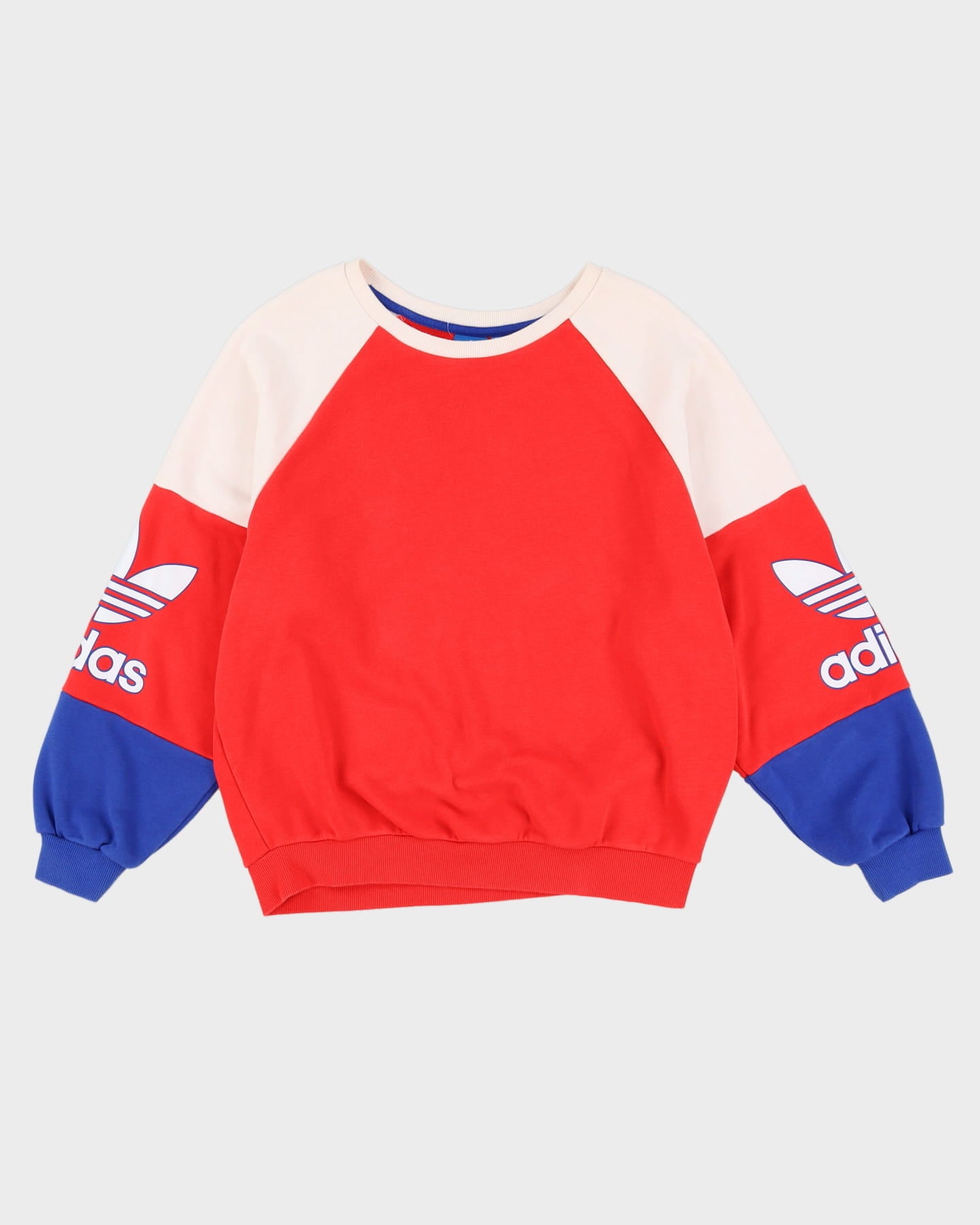 Adidas Red / White / Blue Colour Block Oversized Sweatshirt - S