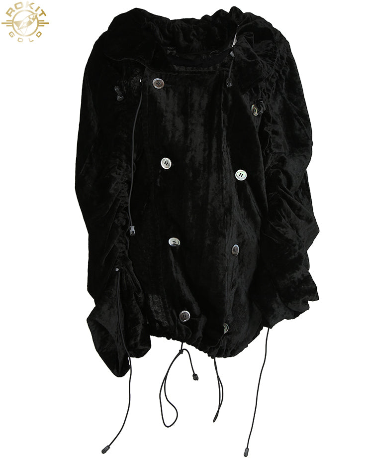 Junya Watanabe Comme des Garçons A/W 2005 Black Velvet Parachute Jacket - M