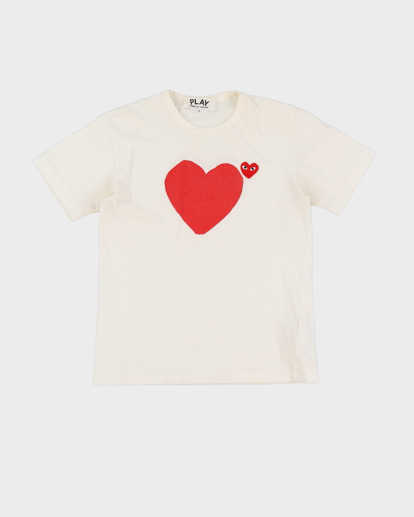 Comme De Garcons Play White Double Heart T-Shirt - M