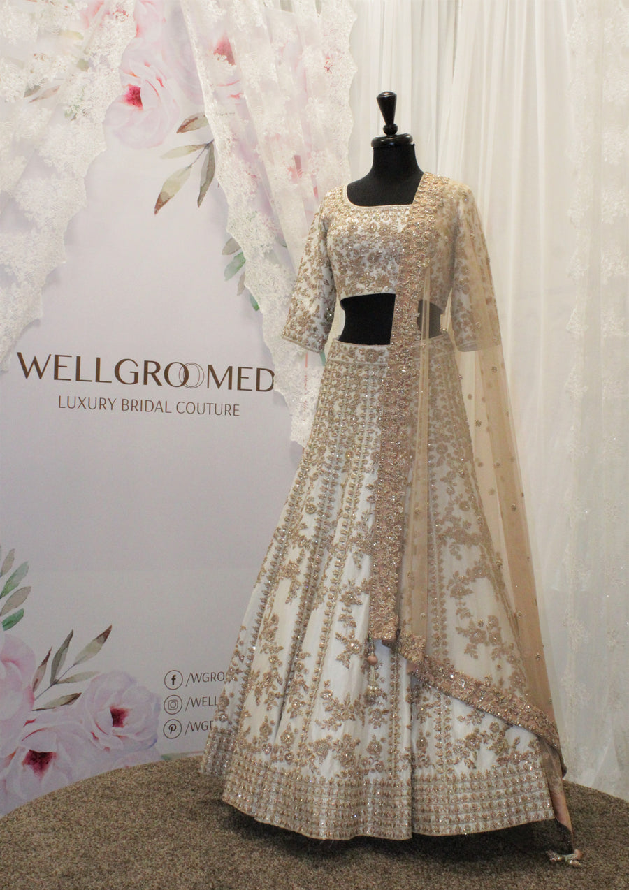 white wedding lengha