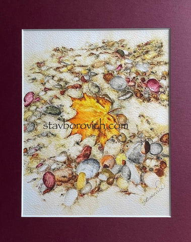 "Nature's Jewels" 11x14 matted art print (maroon)