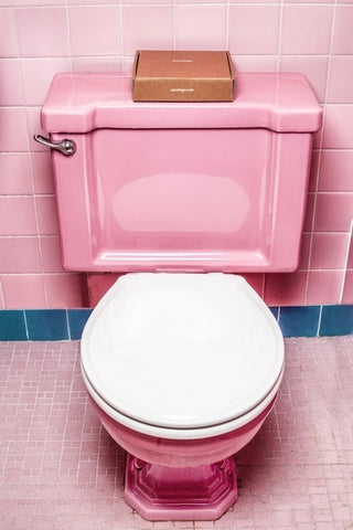 Mieux décorer les toilettes avec un style old school tendre et humouristique rose