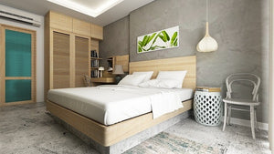 Le style de cette chambre a été changé grâce à des meubles et une déco de style scandinave, beau et pratique