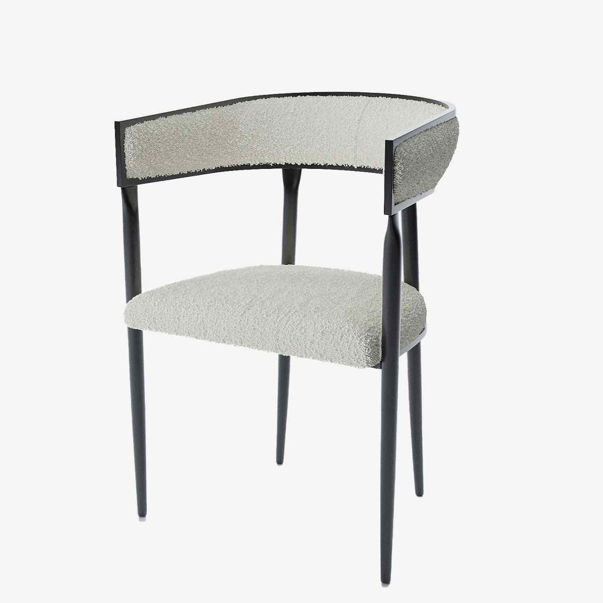 Chaise de salle à manger design dossier arrondi bouclette blanche Aurore - Basic