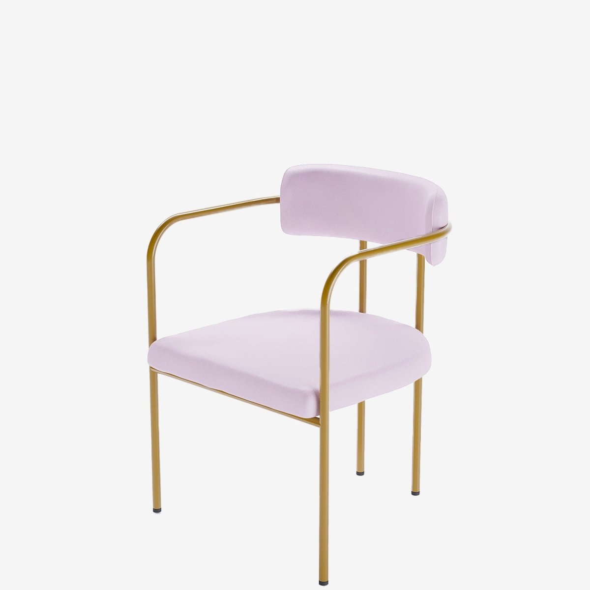 chaise de salle à manger tapissée avec accoudoirs velours rose clair barbara