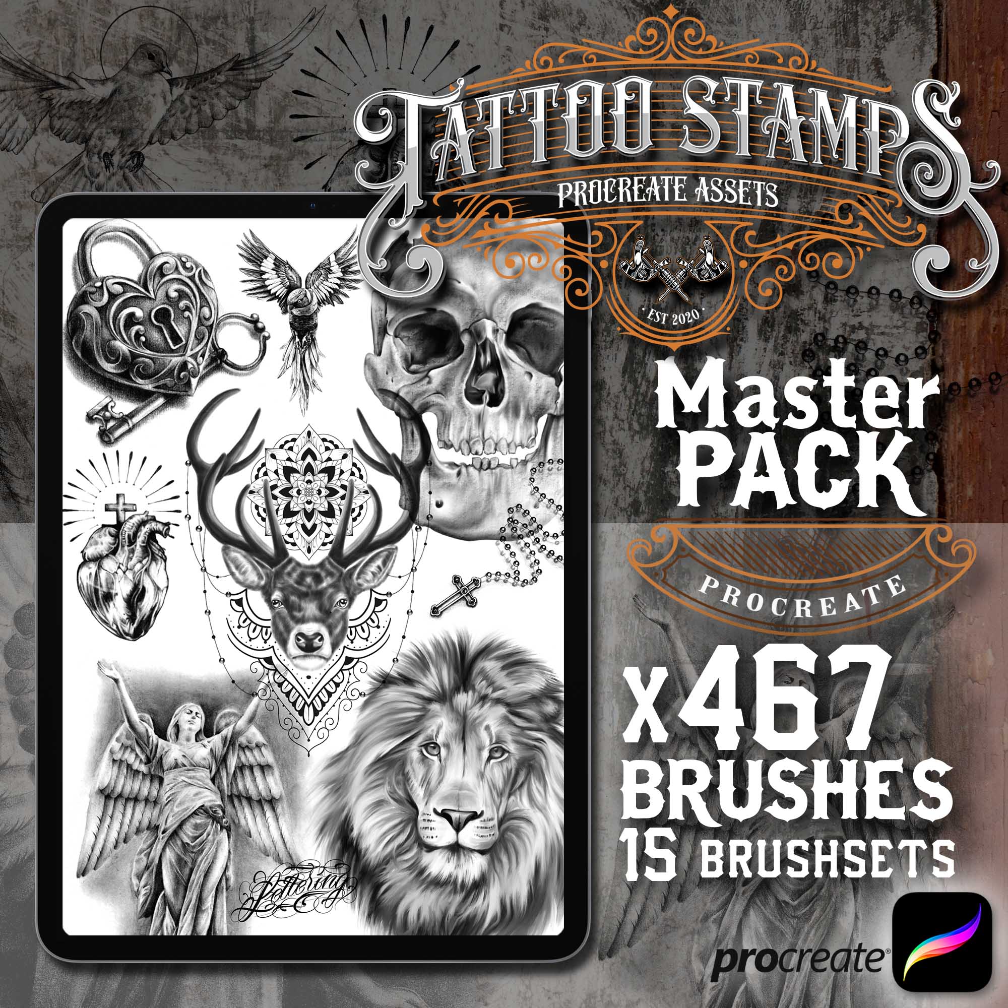 Snake Tattoo Flash Procreate Brush Set  Tattoo Space