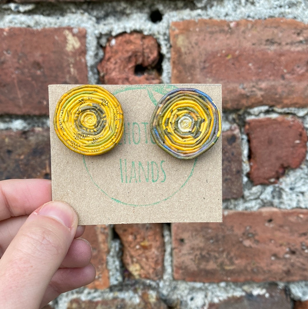 Recycled Paper Earrings Yellow