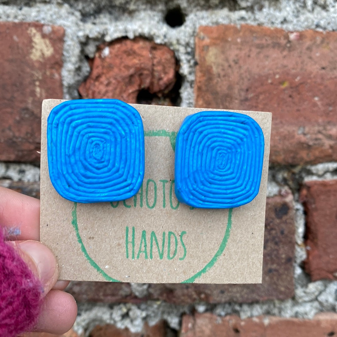 Recycled Paper Earrings Blue