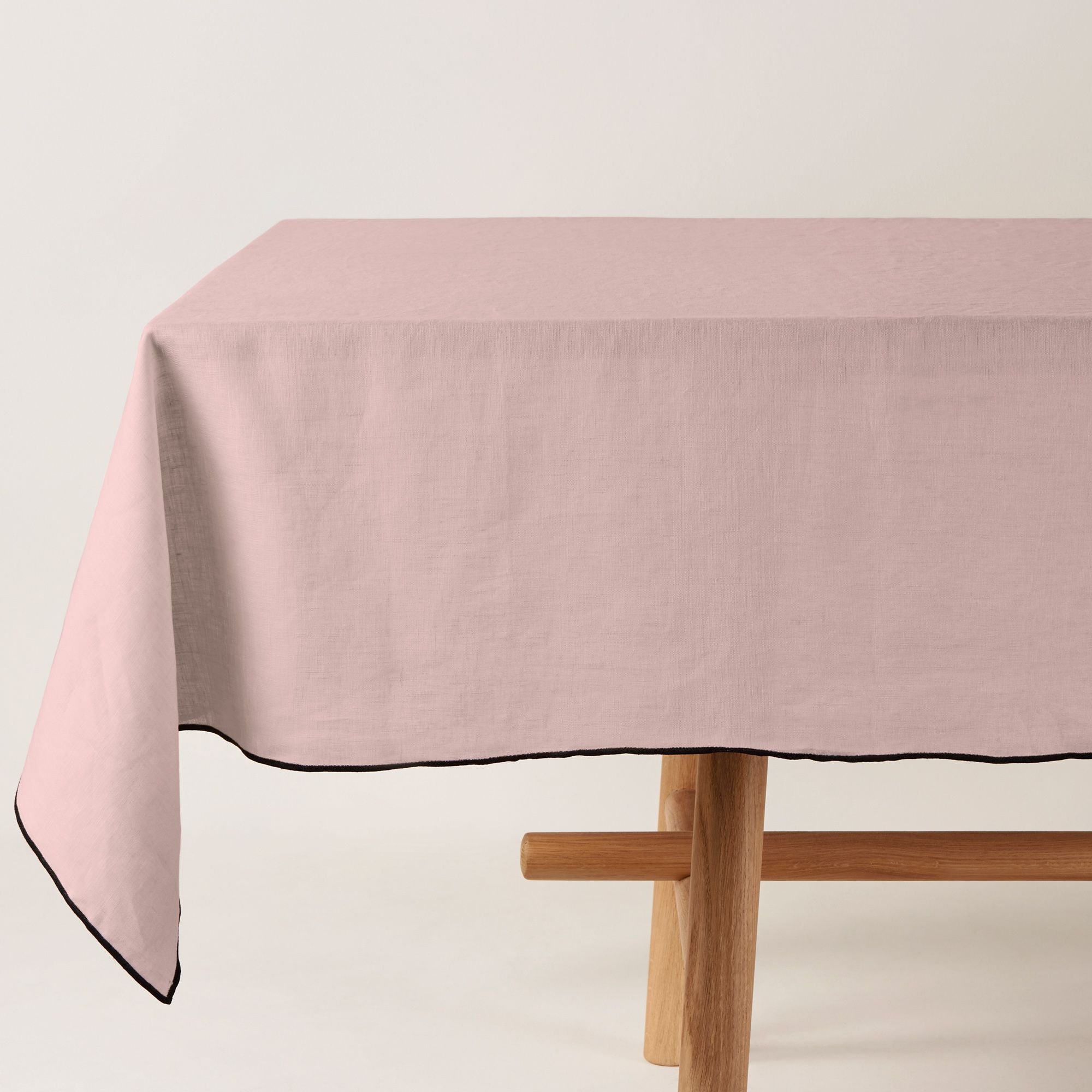 nappe rectangulaire carlina rose poudré et bourdon noir - rose