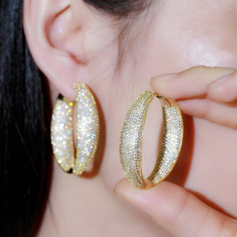 14K Gold Diamond Hoop Earrings – FERKOS FJ