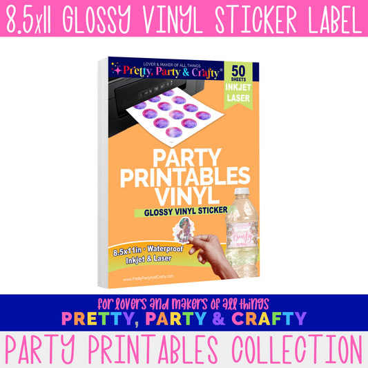 3.5x5 GLOSSY PARTY PRINTABLE VINYL DIE-CUT STICKER LABELS – Pretty Party  and Crafty