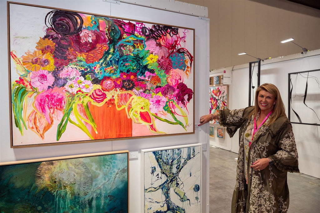 Kerry Bruce with one of her showstopper artworks