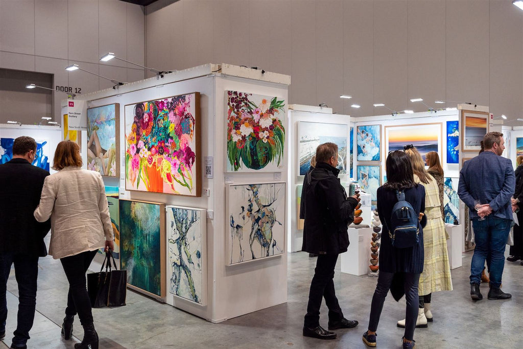 Visitors to Kerry Bruce Art at the Affordable Art Fair