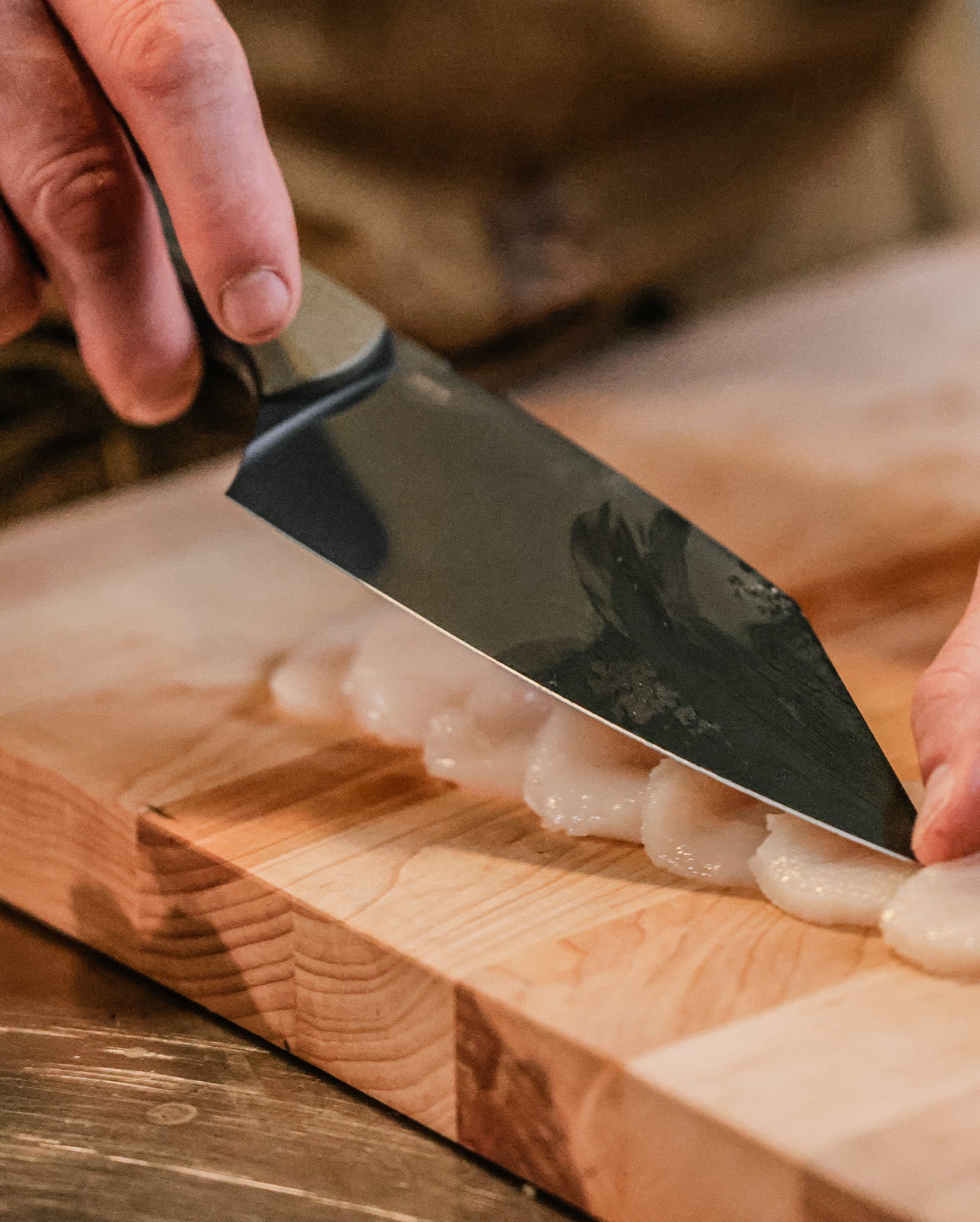 CUSTOM CUTTING BOARD WITH 5 PIECE PROFESSIONAL CHEF KNIFE SET - J