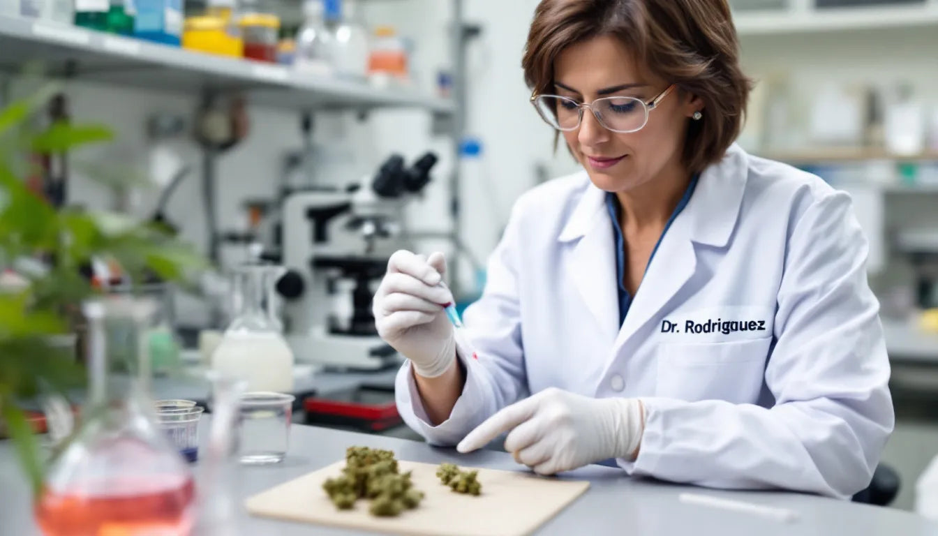 Lab technician testing cannabis flower for safety