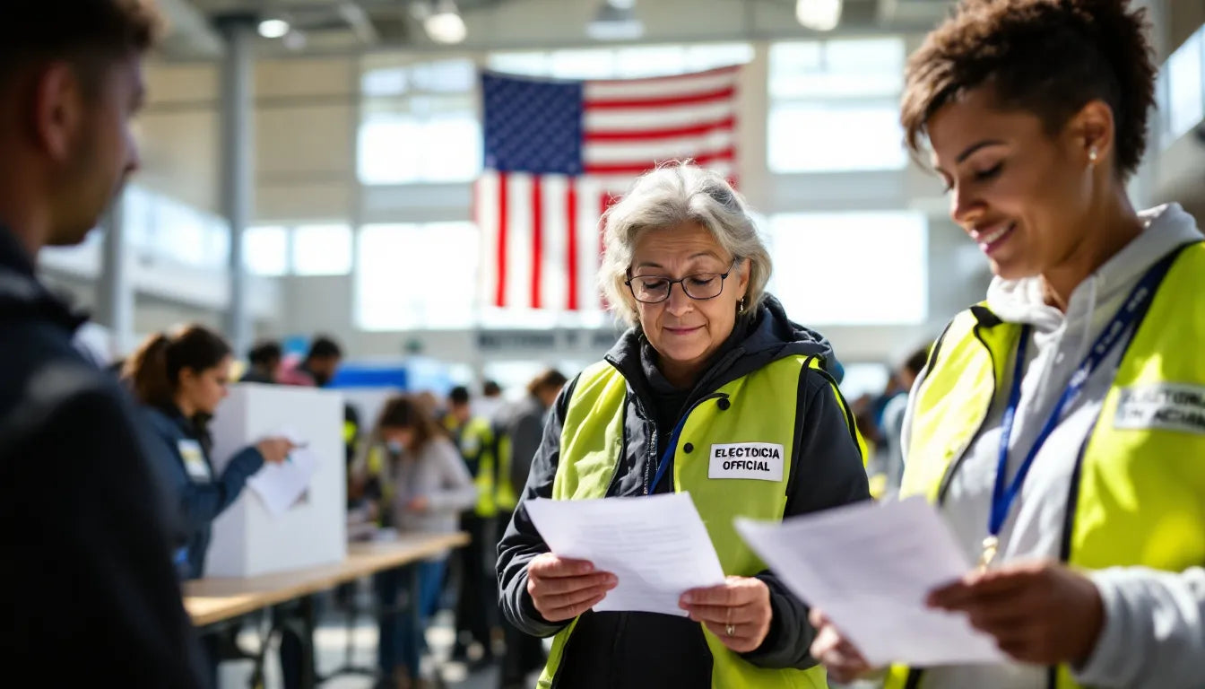People voting at polling stations during an election