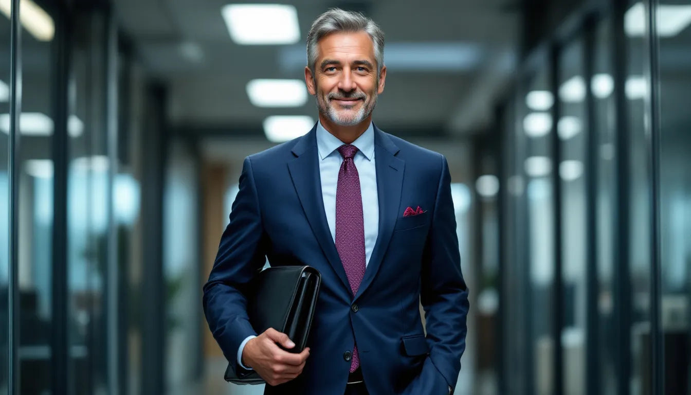 Well-dressed professional entering cannabis office