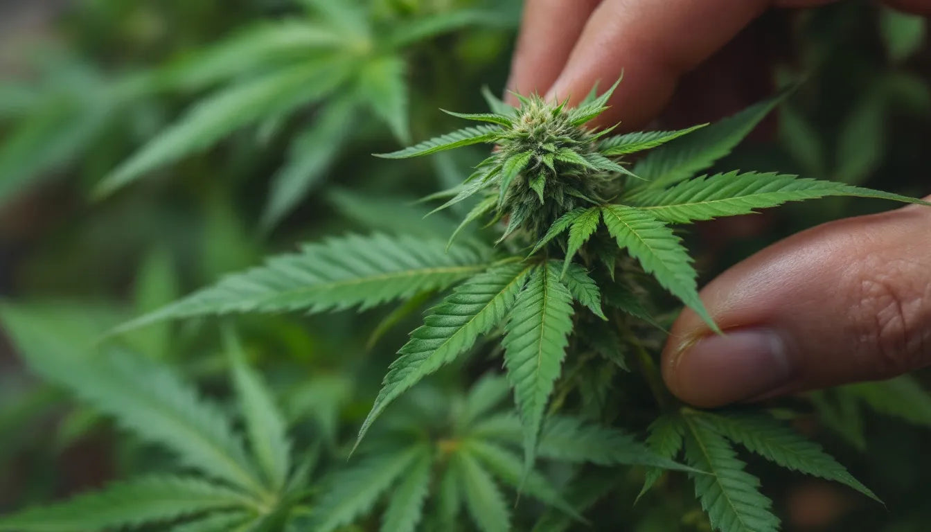 Individual rolling cannabis with hemp THC drinks beside them