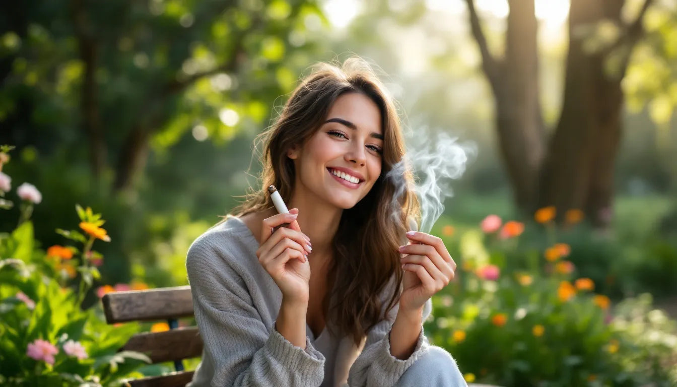 Person peacefully lighting a CBD joint