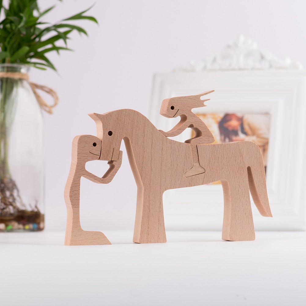 Home Decor Table Ornament Wood Dog Craft Sculpture Handmade Wooden Pets Figurine Crafs Desk Decorations Great Gifts for Friends