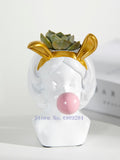 Nordic Creative vase Human head lovely Bubble Gum Girl rabbit Cat Flower arrangement Modern home decoration flower pot wedding