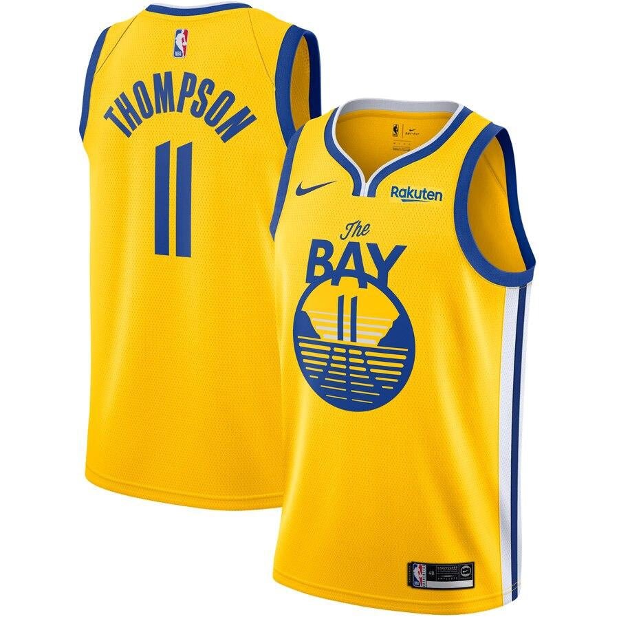 Men's Nike Golden State Warriors No11 Klay Thompson Gold NBA Swingman Earned Edition Jersey