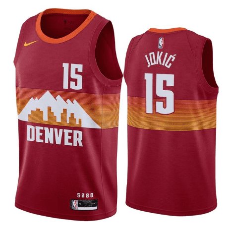 Men's Denver Nuggets Nikola Jokic Nike Red 2020/21 City Edition Name &  Number T-Shirt