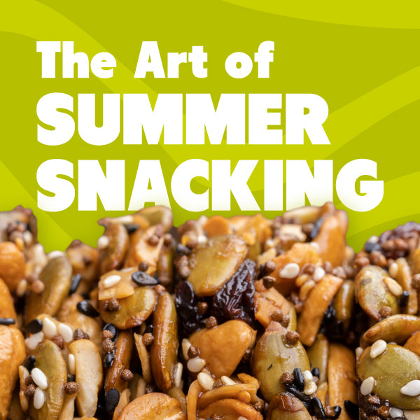 Art of Summer Snacking Text with kid-friendly trail mix