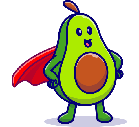 Avocado with cape Superhero graphic