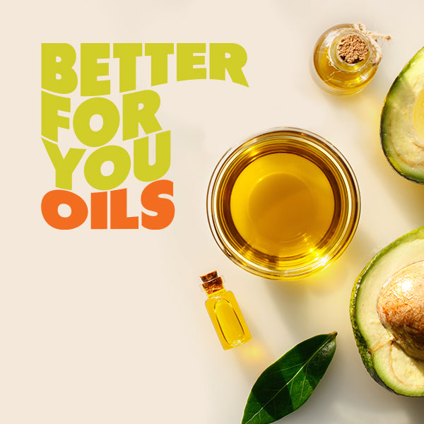 Better for you oils graphic featuring avocado oil