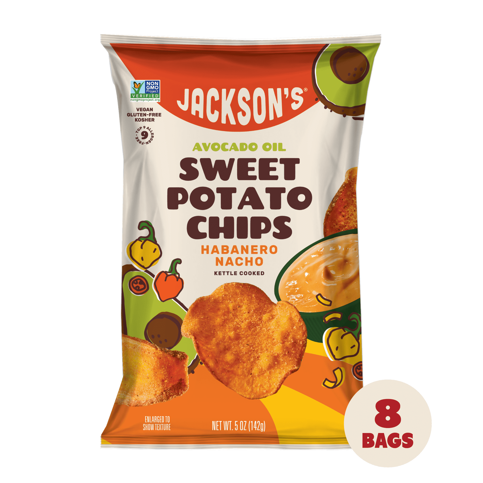 Habanero Nacho Sweet Potato Chips in Avocado Oil 5oz (Pack of 8)